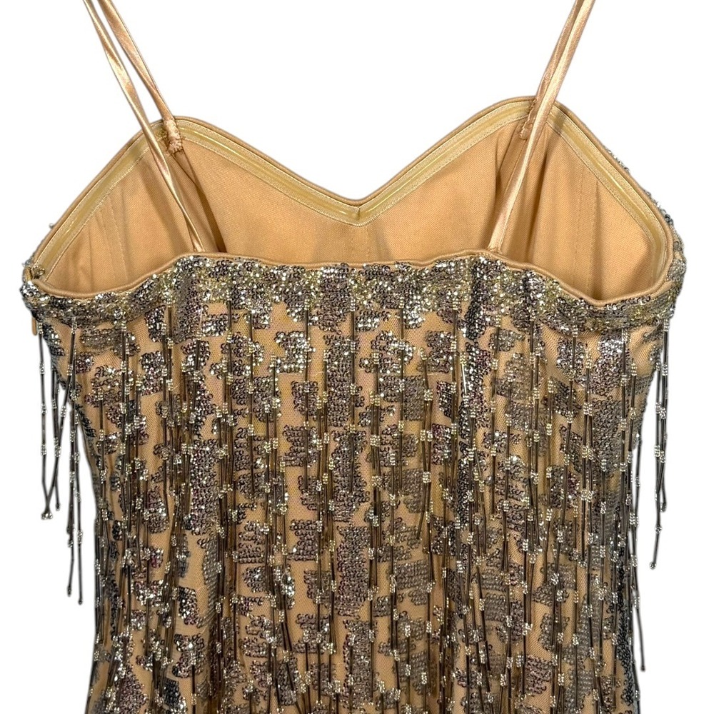 Vtg Y2K Caché Beaded Fringe Mini Dress Sz 2 XS Concert Party Hoco New Years Eve - Picture 9 of 12